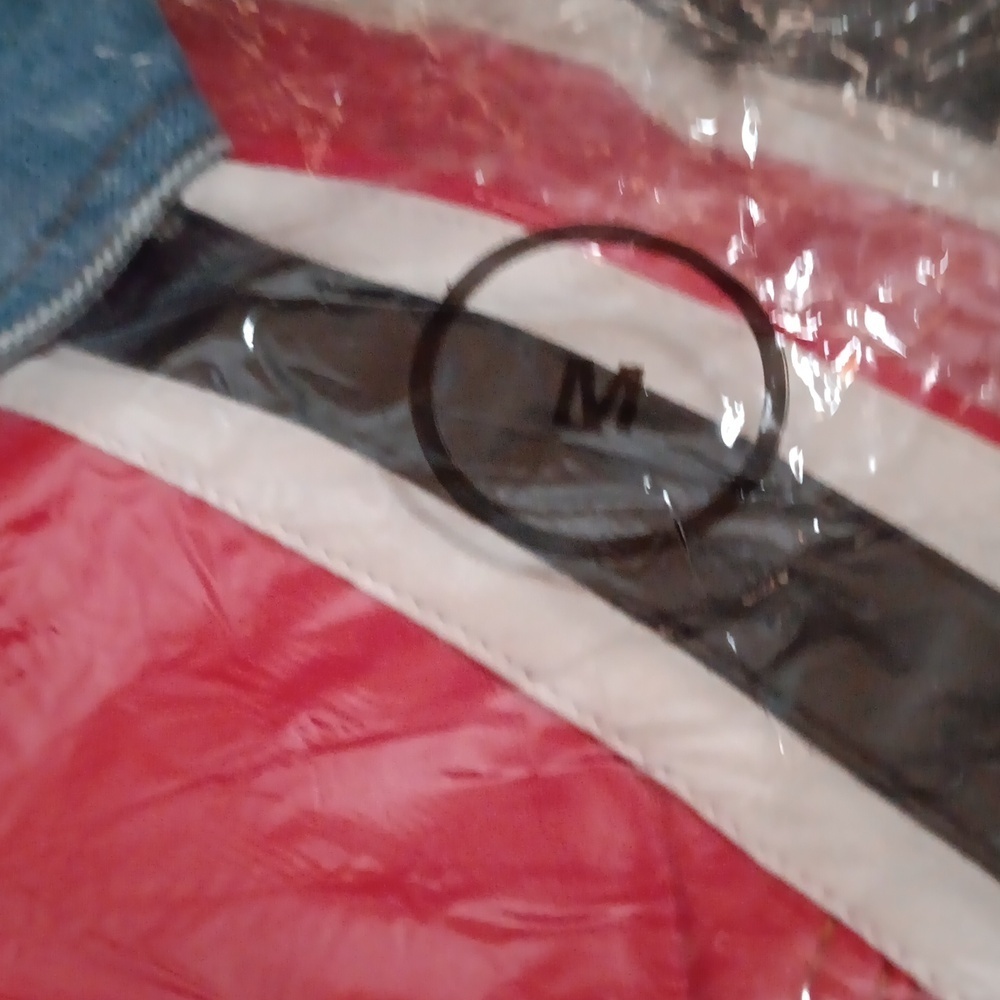 Revolt jean jacket denim and faux red leather women’s NWT  size M - Picture 9 of 9